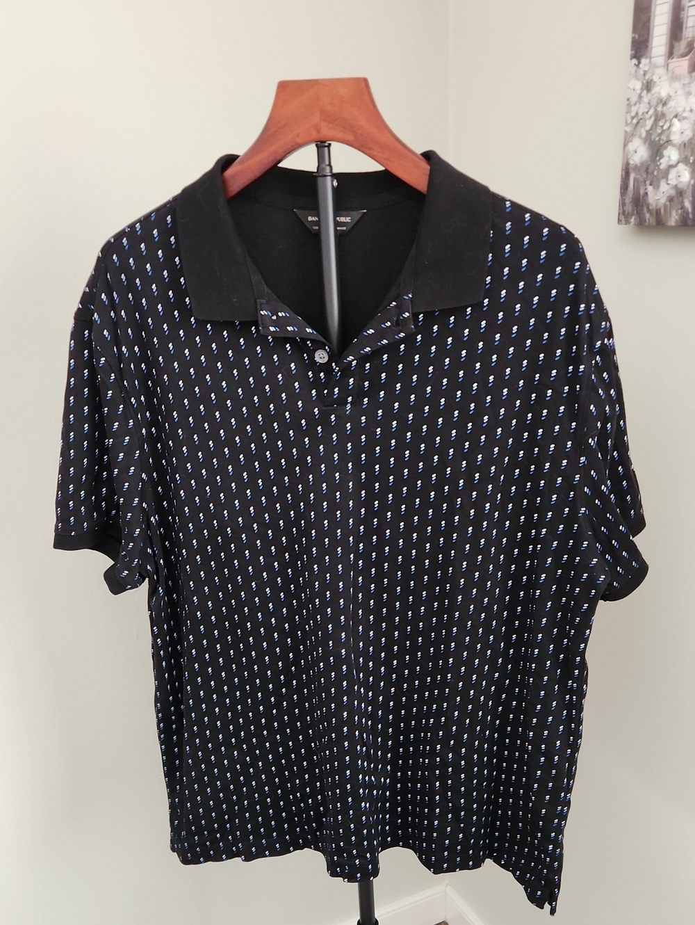 Banana Republic Cotton Black/Blue Men's Polo Large